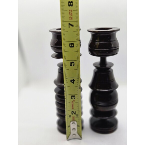 Antique Hand Made Turned Wood Gothic Style Wooden Candle Stick Holder Old World - Picture 11 of 13
